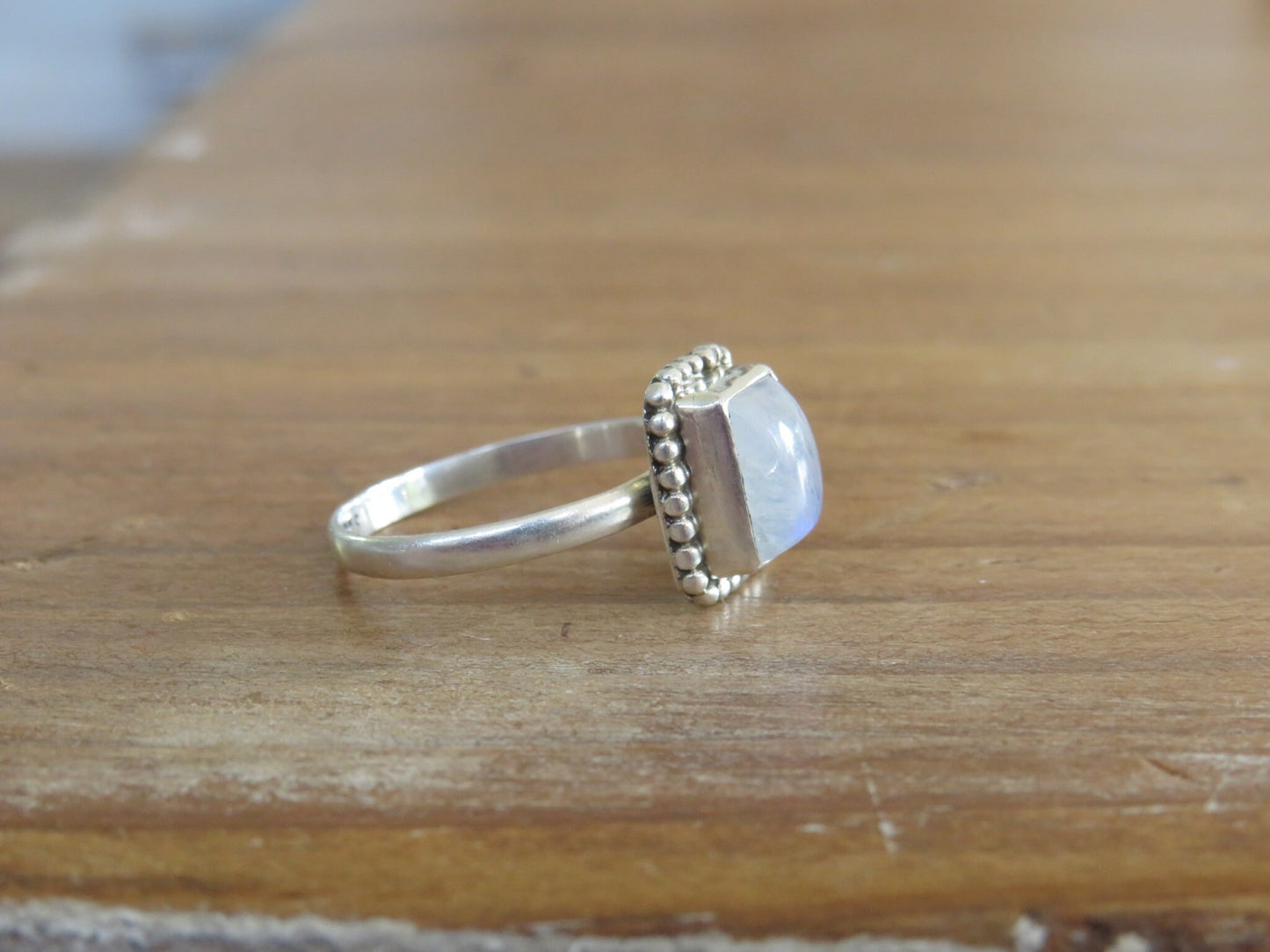 Moonstone Square Silver Ring