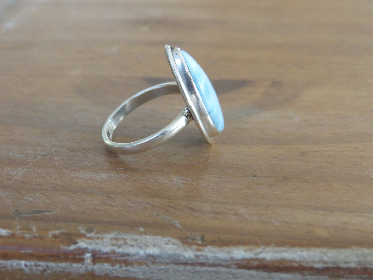 Larimar Teardrop Silver Ring