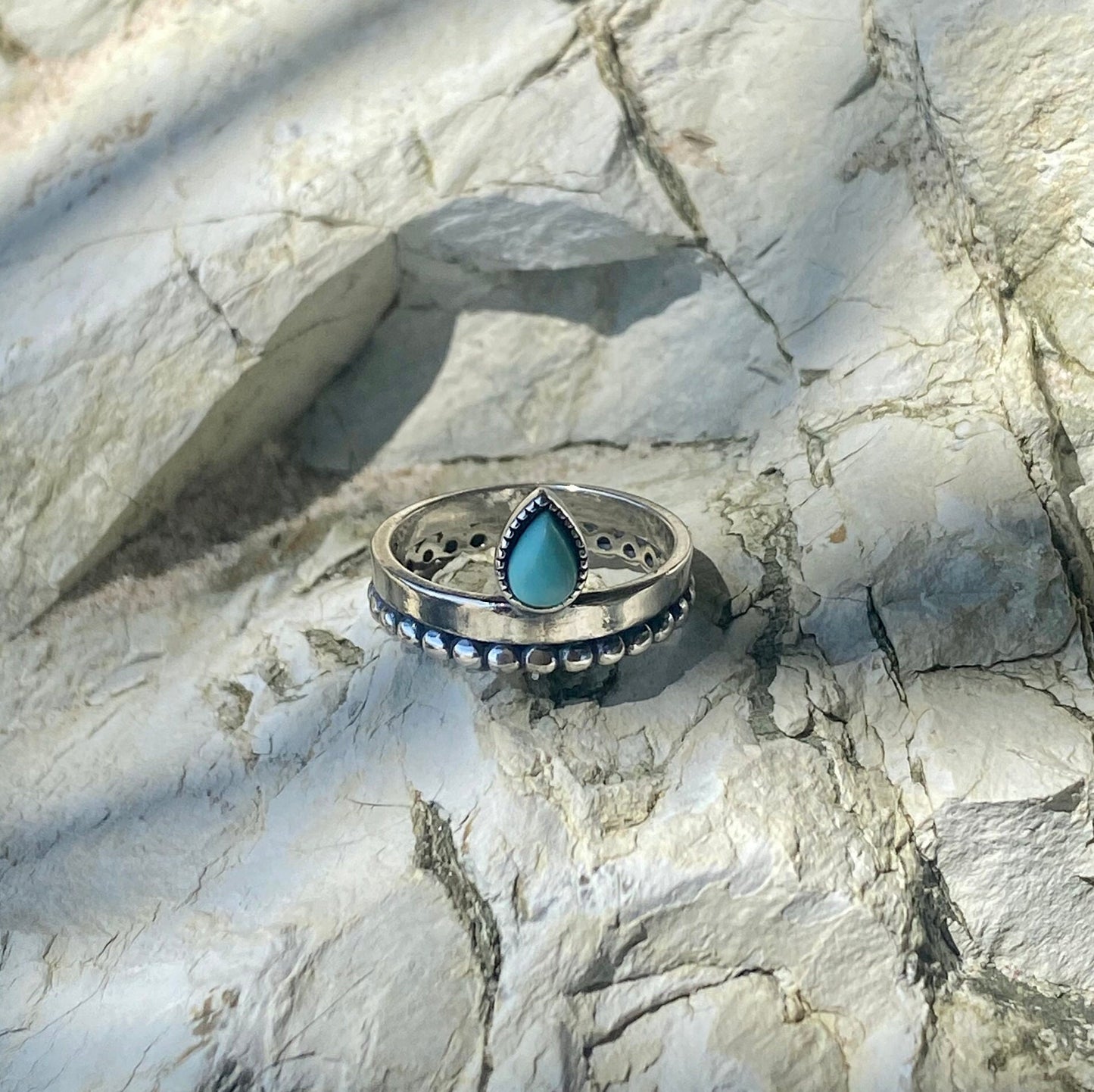 Turquoise Hippie Chic Silver Ring
