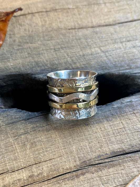 Satya Meditation Silver Spinner Ring