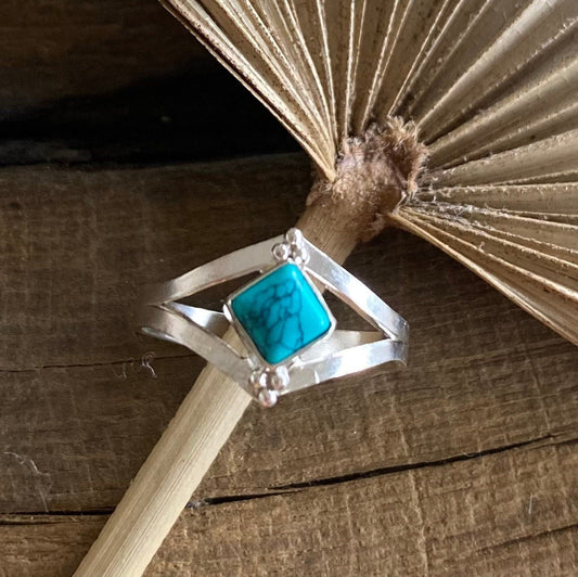 Turquoise Boho Silver Ring
