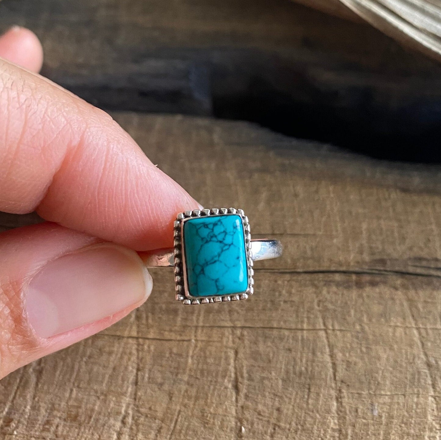 Turquoise Square Silver Ring