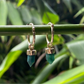 Green Aventurine Point Crystal Huggies Gold Earrings