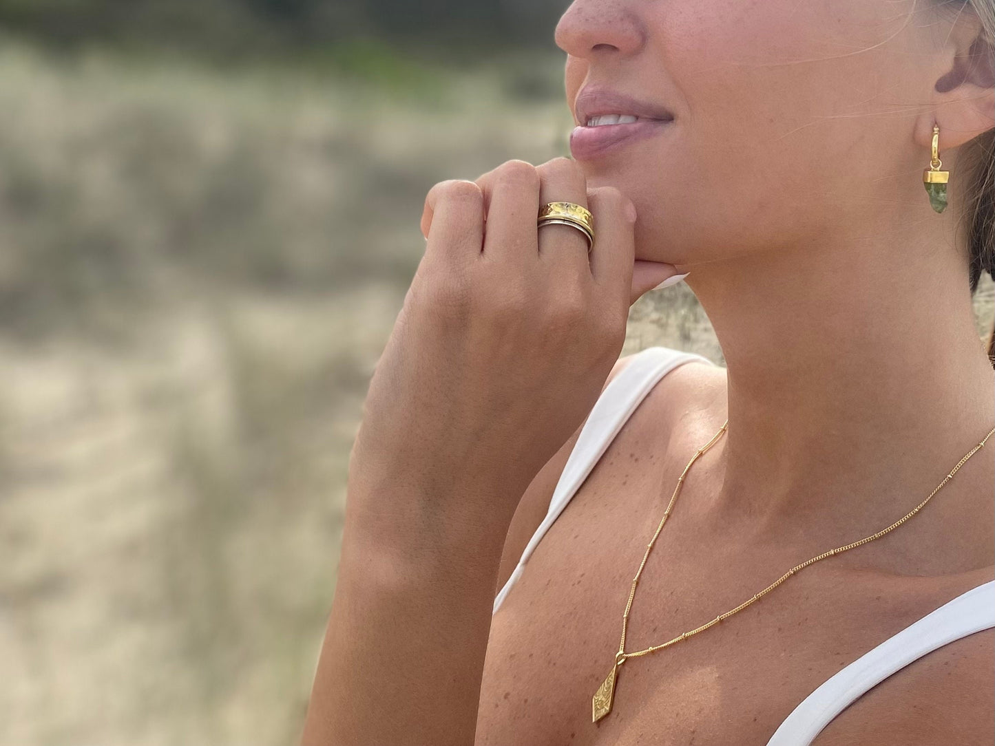 Gold and Silver Hammered Ring