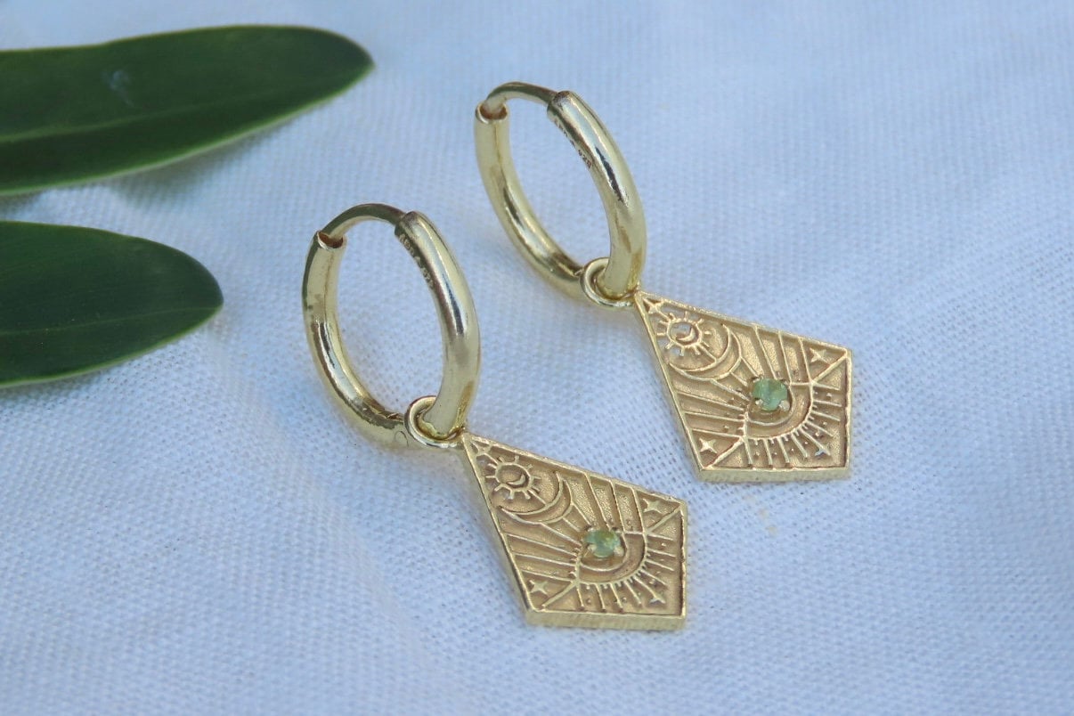 Gold Charm Hoop Earrings