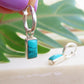 Turquoise  Rectangle Silver Huggies Earrings