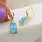 Gold Larimar Rectangle Huggies Earrings