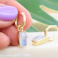 Gold Moonstone Rectangle Huggies Earrings