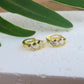 Vintage Small Gold White Topaz Hoops Earrings