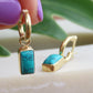 Gold Turquoise Rectangle Huggies Earrings