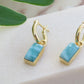 Gold Larimar Rectangle Huggies Earrings