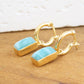 Gold Larimar Rectangle Huggies Earrings