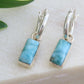 Larimar Rectangle Silver Huggies Earrings