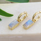 Gold Moonstone Rectangle Huggies Earrings