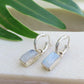 Moonstone Rectangle Silver Huggies Earrings