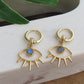 Gold Evil Eye Charm Huggies Earrings