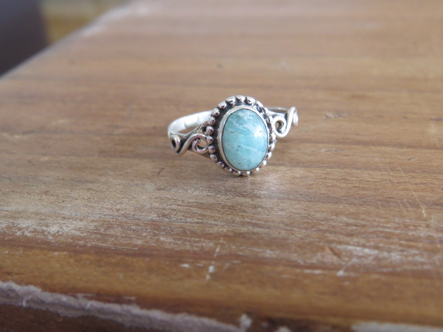 Amazonite Wave Silver Ring