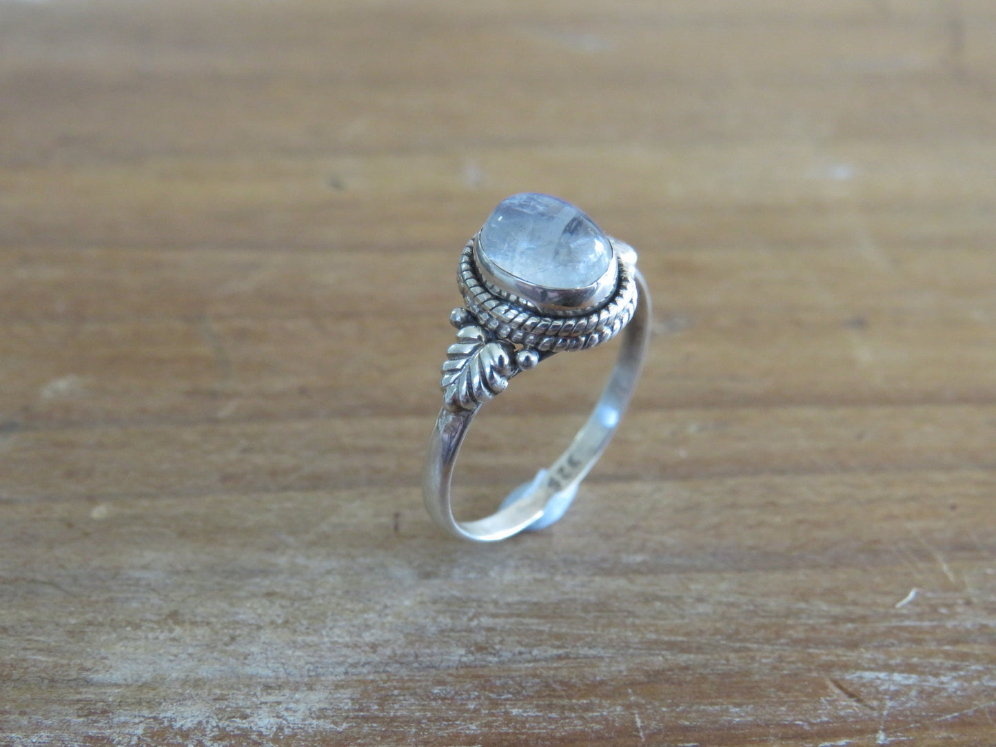 Moonstone Leaf Silver Ring