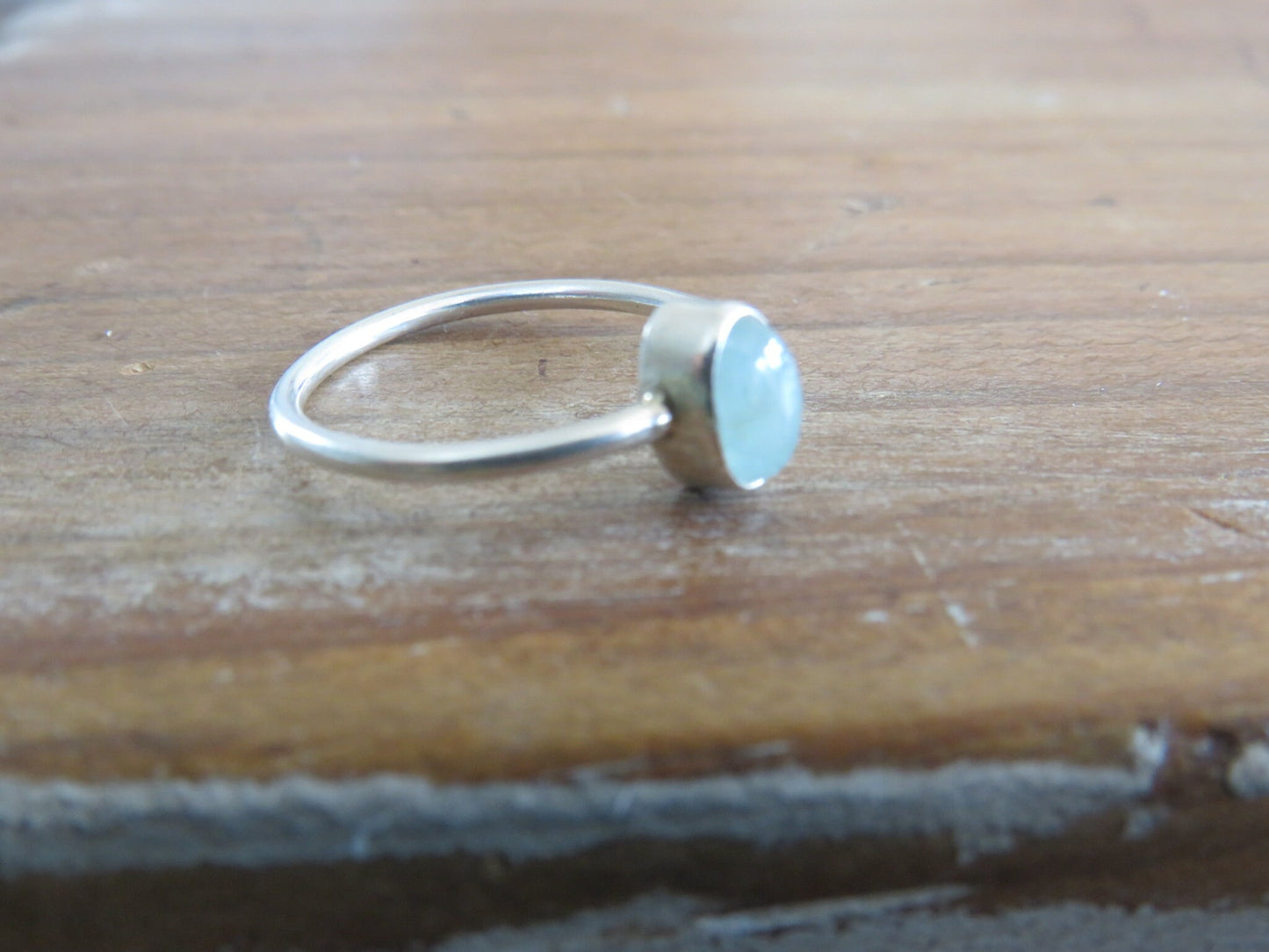 Aquamarine Minimal Silver Ring