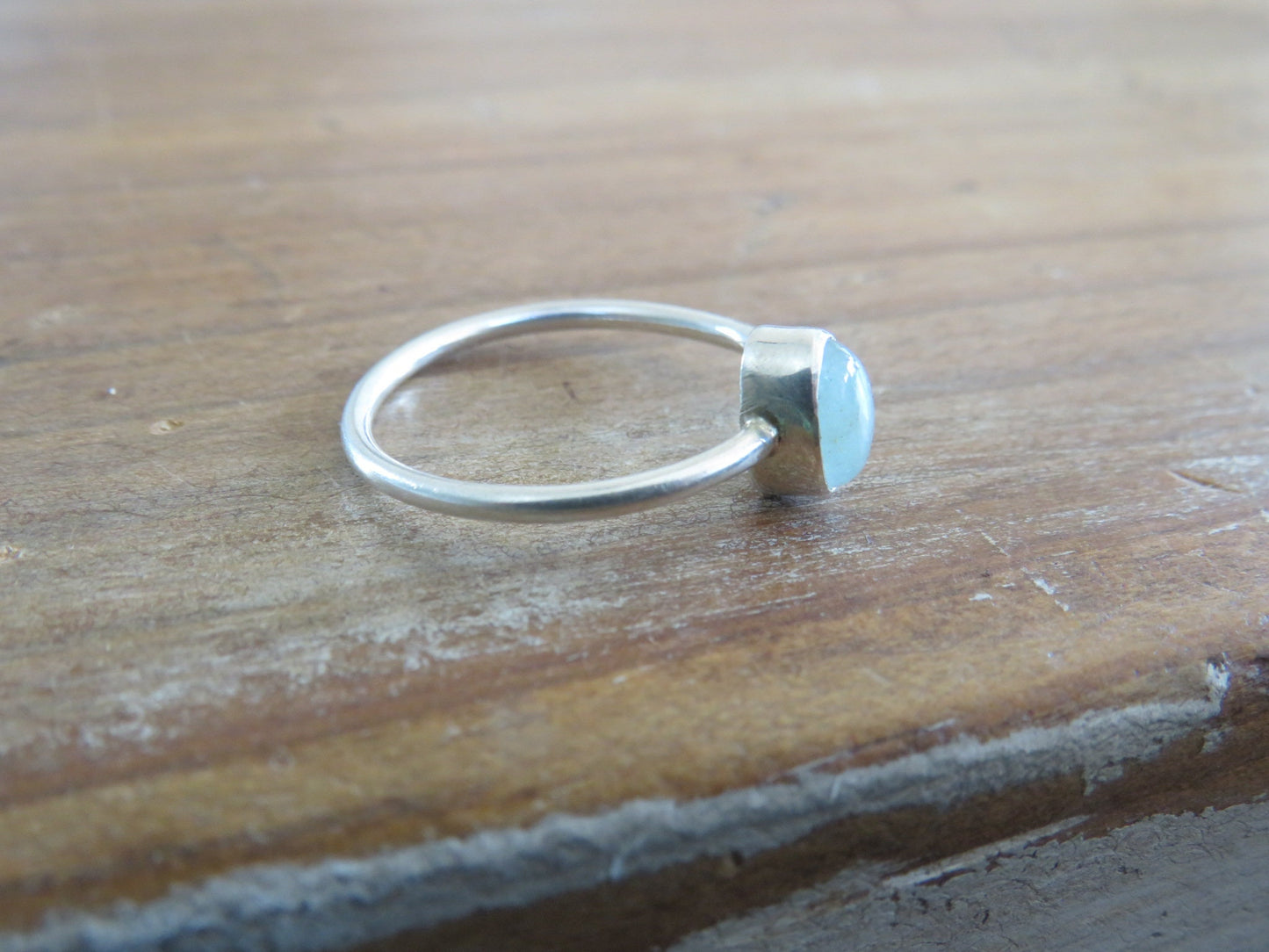 Aquamarine Minimal Silver Ring