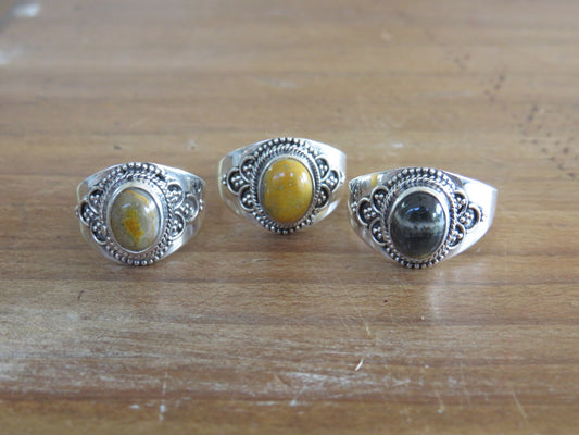 Bumble Bee Jasper Silver Ring