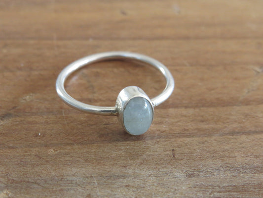 Aquamarine Minimal Silver Ring