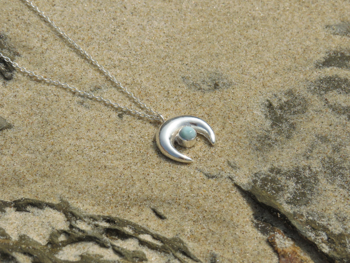 Larimar Moon Silver Necklace