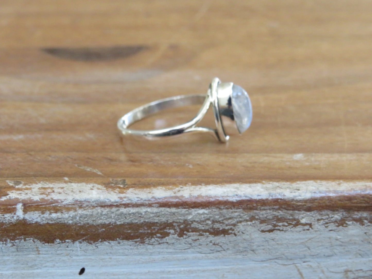 Moonstone Double Band Silver Ring