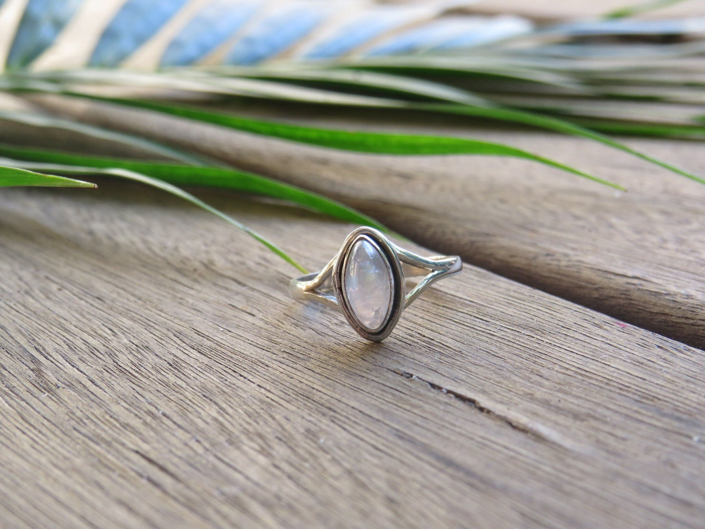 Moonstone Double Band Silver Ring