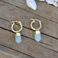 Aquamarine Point Crystal Huggies Gold Earrings