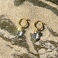 Clear Quartz Point Crystal Huggies Gold Earrings