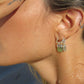 Peridot Raw Crystal Huggies Silver Earrings