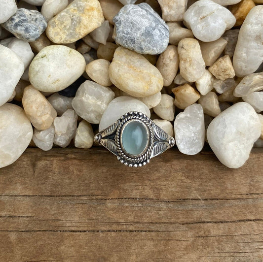 Chalcedony Aqua Silver Ring
