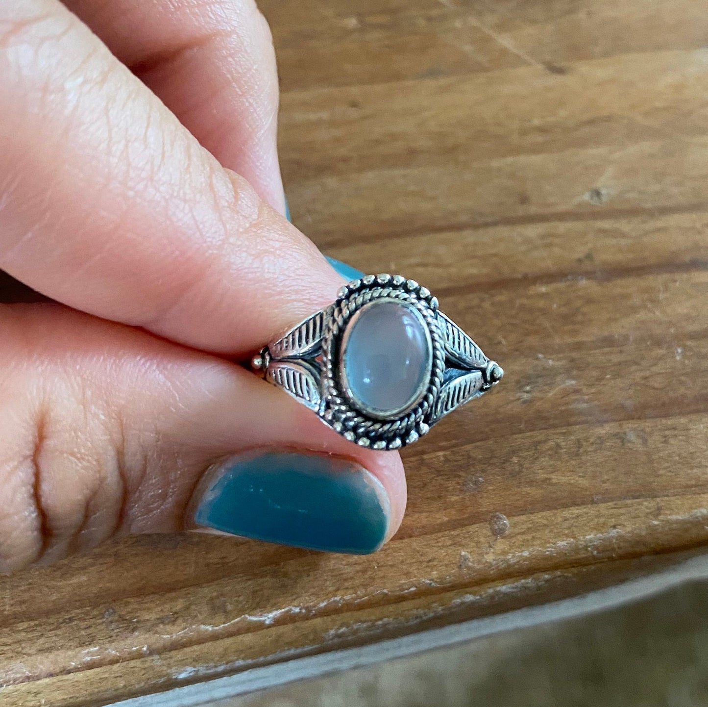 Chalcedony Aqua Silver Ring