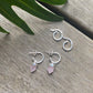 Rose Quartz Point Crystal Huggies Silver Earrings