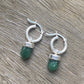 Green Aventurine Point Crystal Huggies Silver Earrings