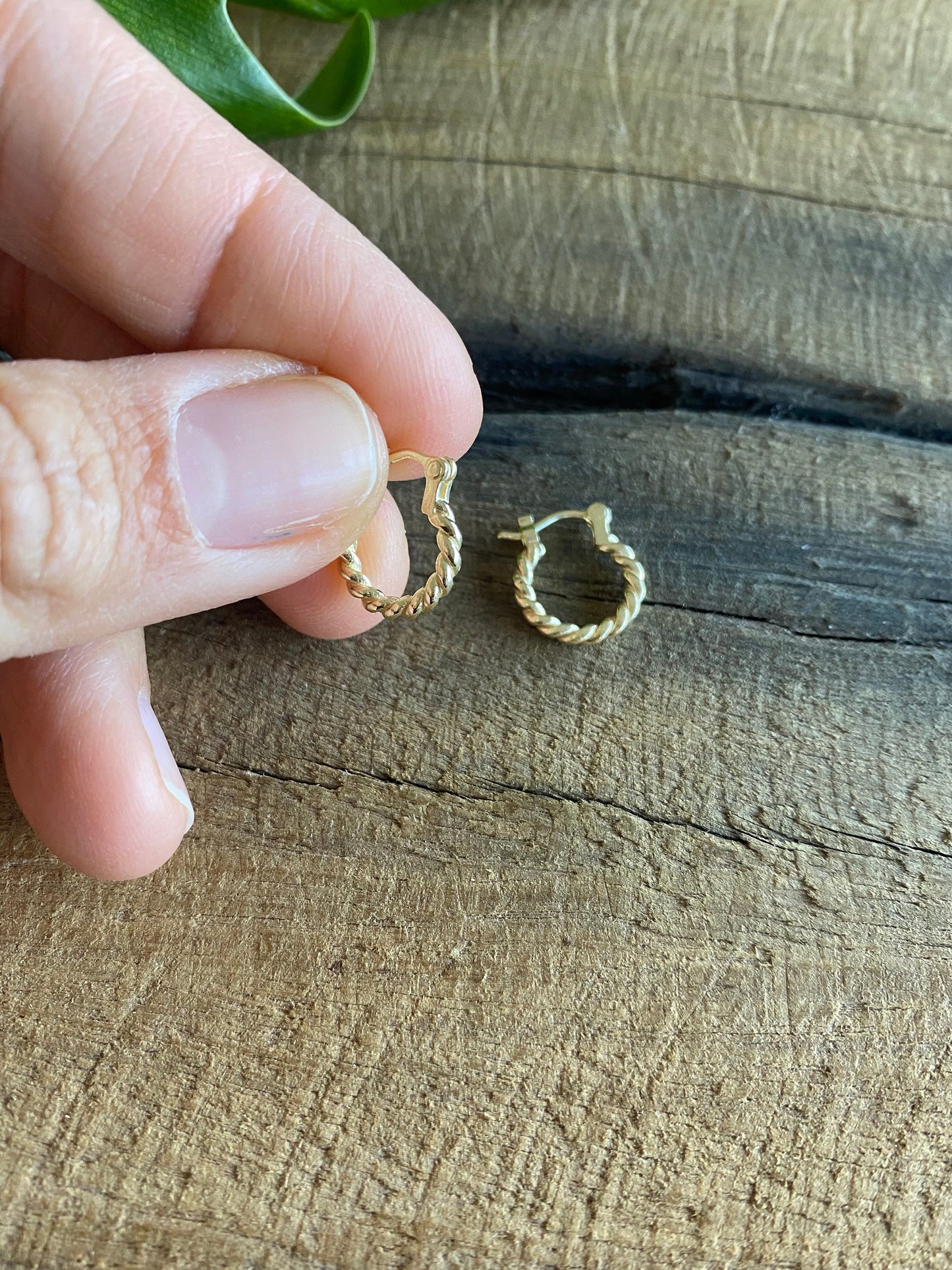 Tiny Gold Twisted Hoops Earrings