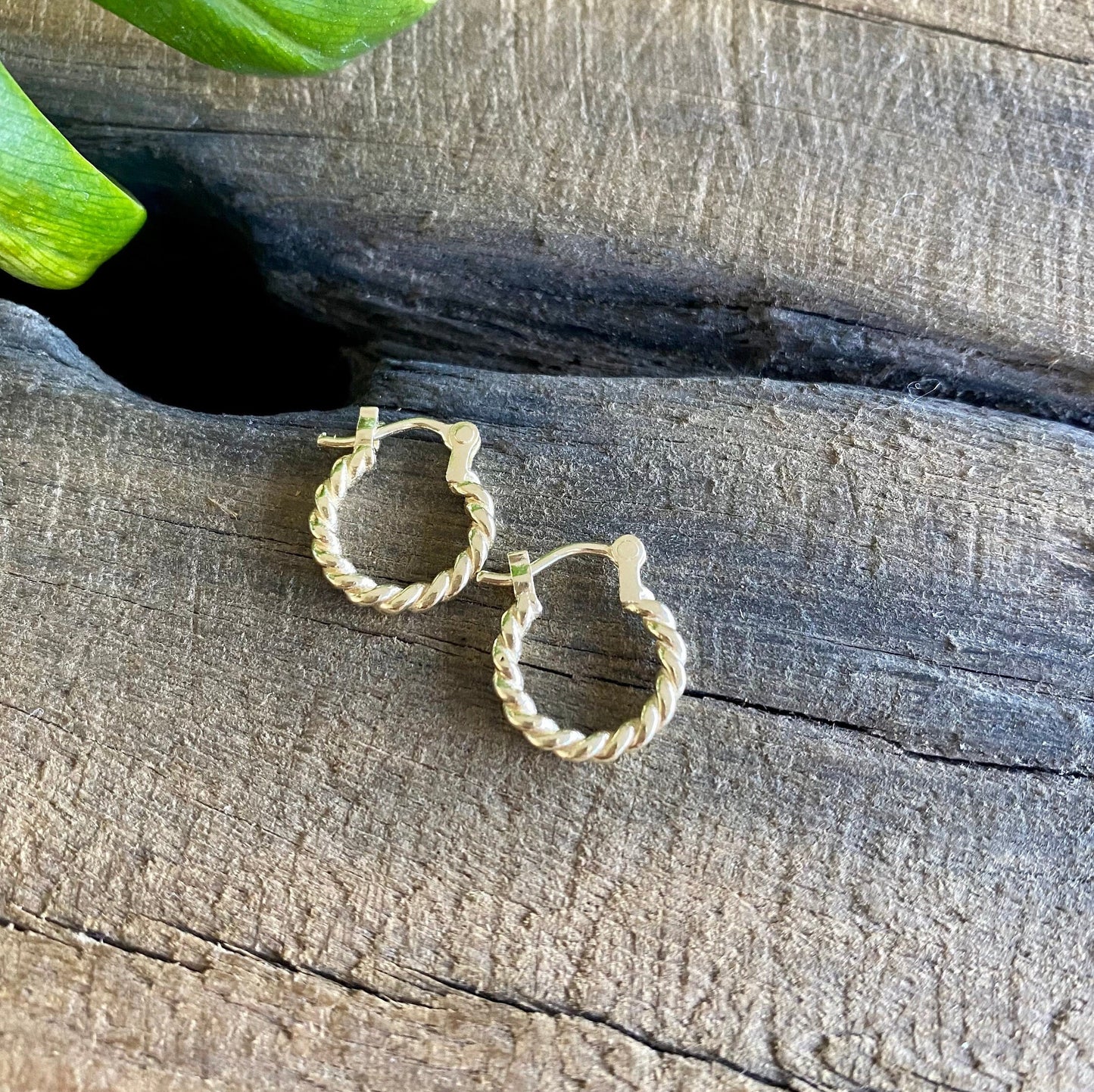 Tiny Gold Twisted Hoops Earrings