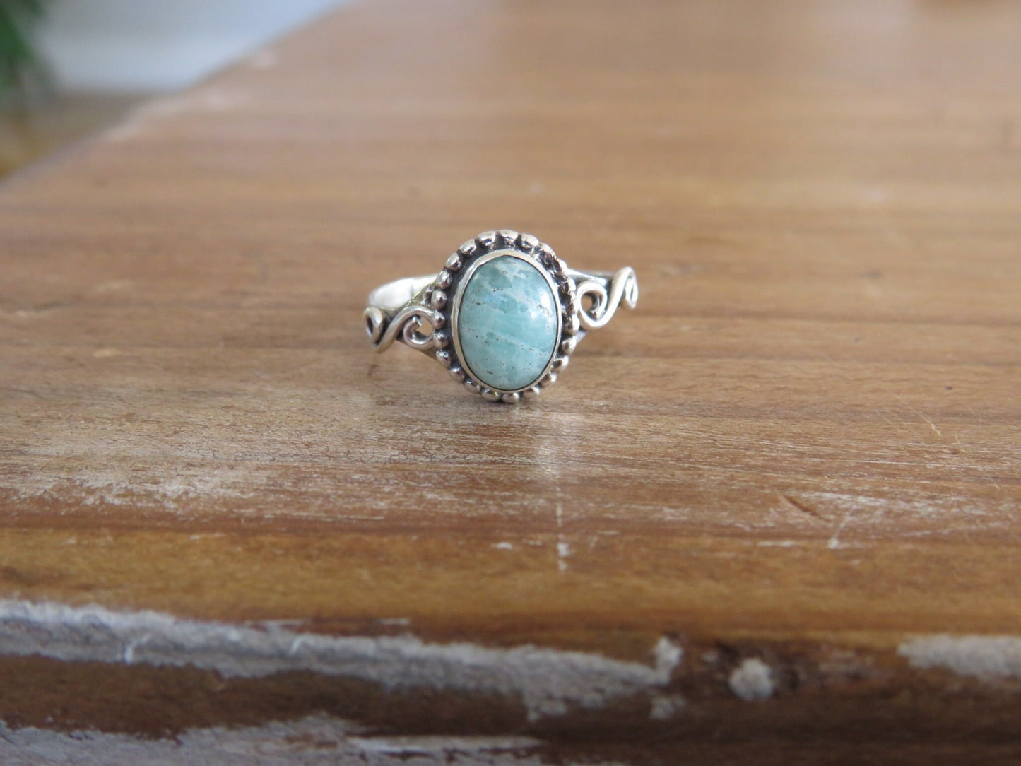 Amazonite Wave Silver Ring