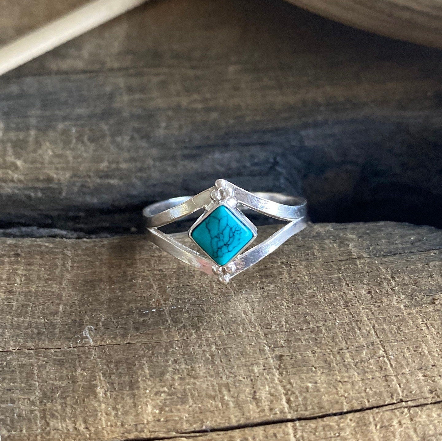 Turquoise Boho Silver Ring