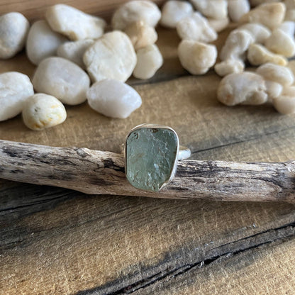 Aquamarine Raw Silver Ring