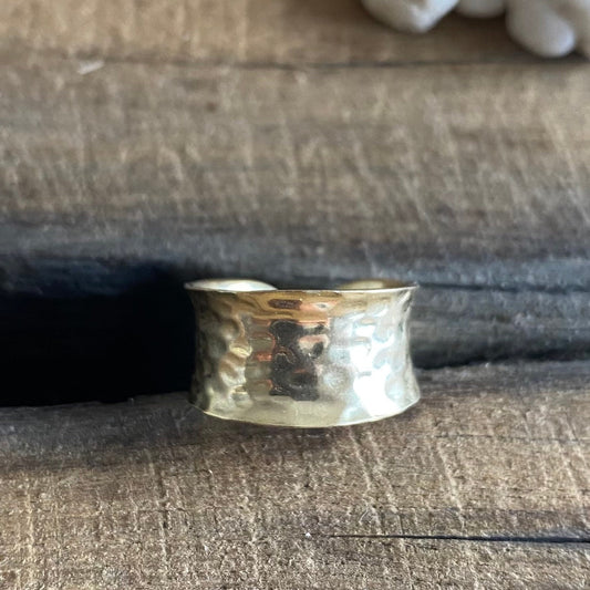 Titan Hammered ADJUSTABLE Gold Vermeil Ring