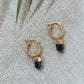 Black Onyx Point Crystal Huggies Gold Earrings