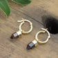 Smoky Quartz Crystal Huggies Gold Earrings