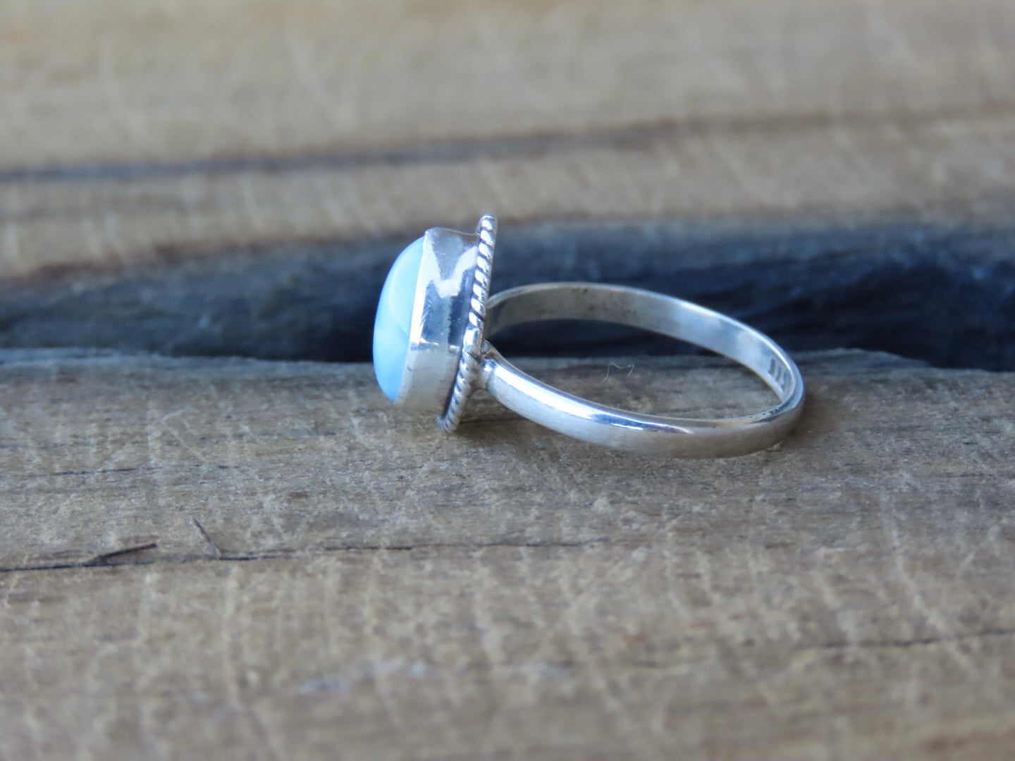 Larimar Tiny Teardrop Silver Ring